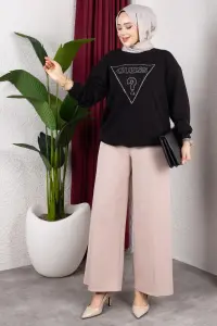 Elastic Waist Wide Leg Trousers