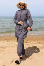 Beli Lastikli Çantalı Tesettür Mayo