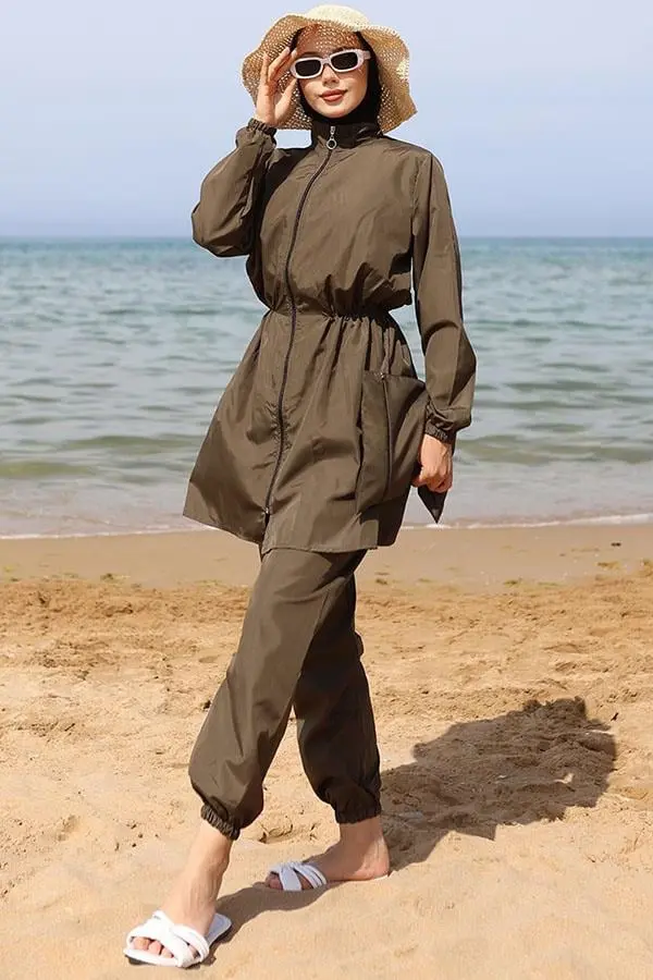 Elastic Waist Bag Modest Swimsuit-detail