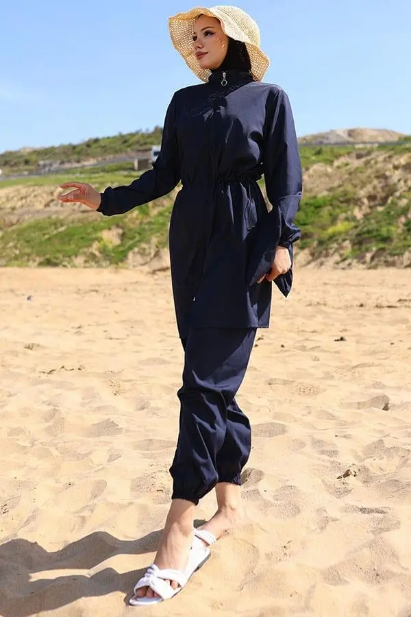 Beli Lastikli Çantalı Tesettür Mayo-detail