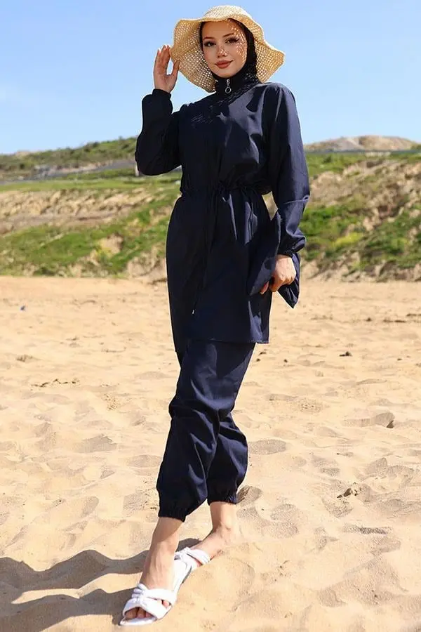 Beli Lastikli Çantalı Tesettür Mayo-detail