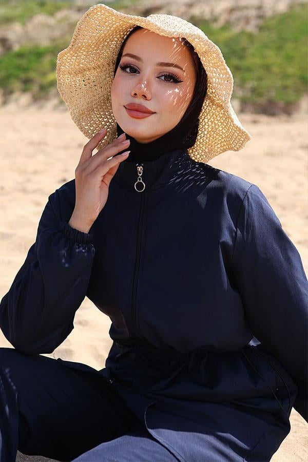 Beli Lastikli Çantalı Tesettür Mayo