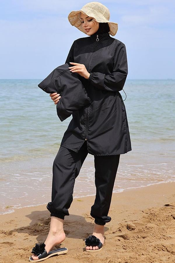 Beli Lastikli Çantalı Tesettür Mayo