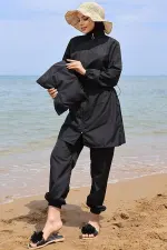 Beli Lastikli Çantalı Tesettür Mayo