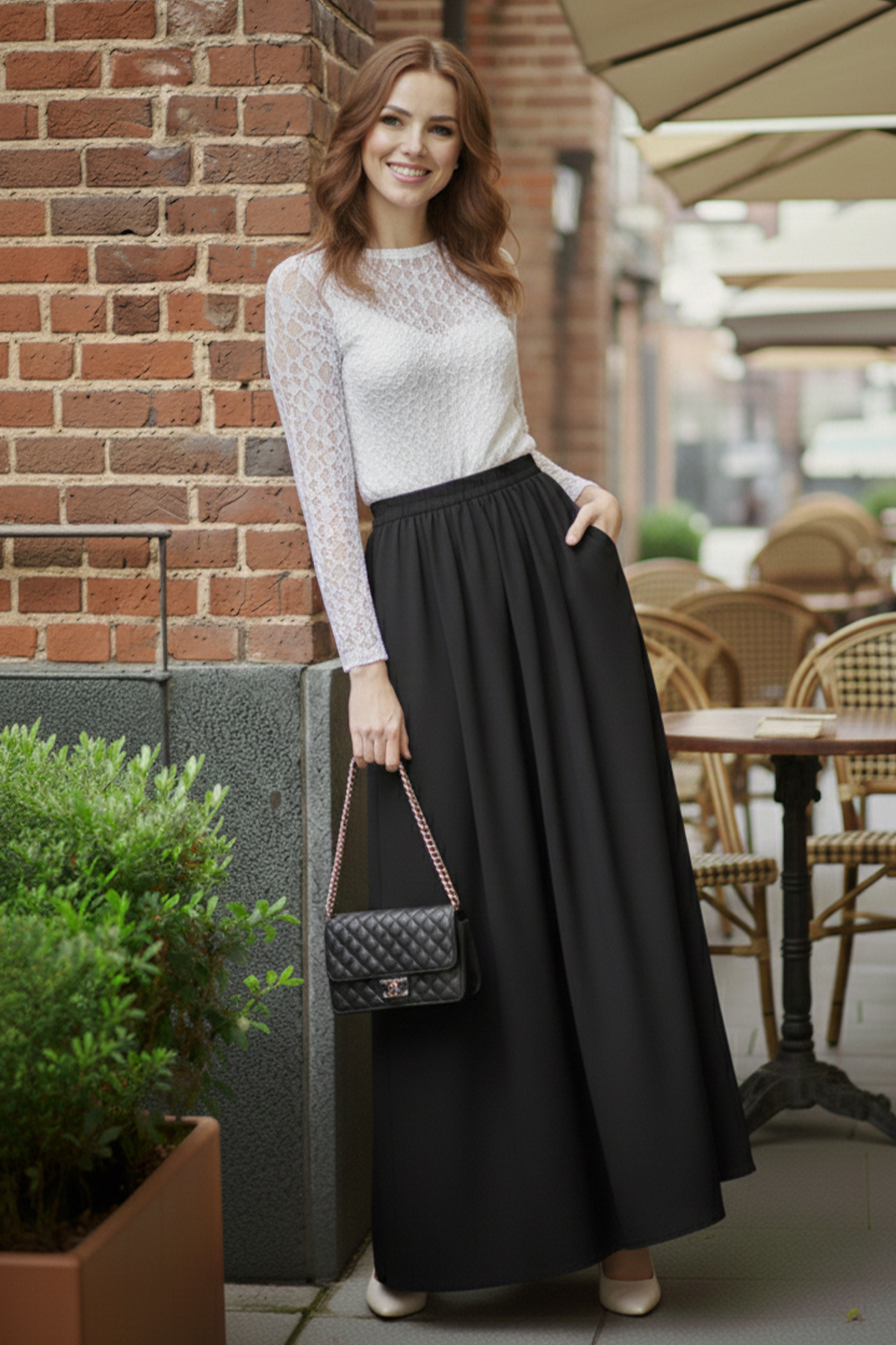 Elastic Waist Double Skirt