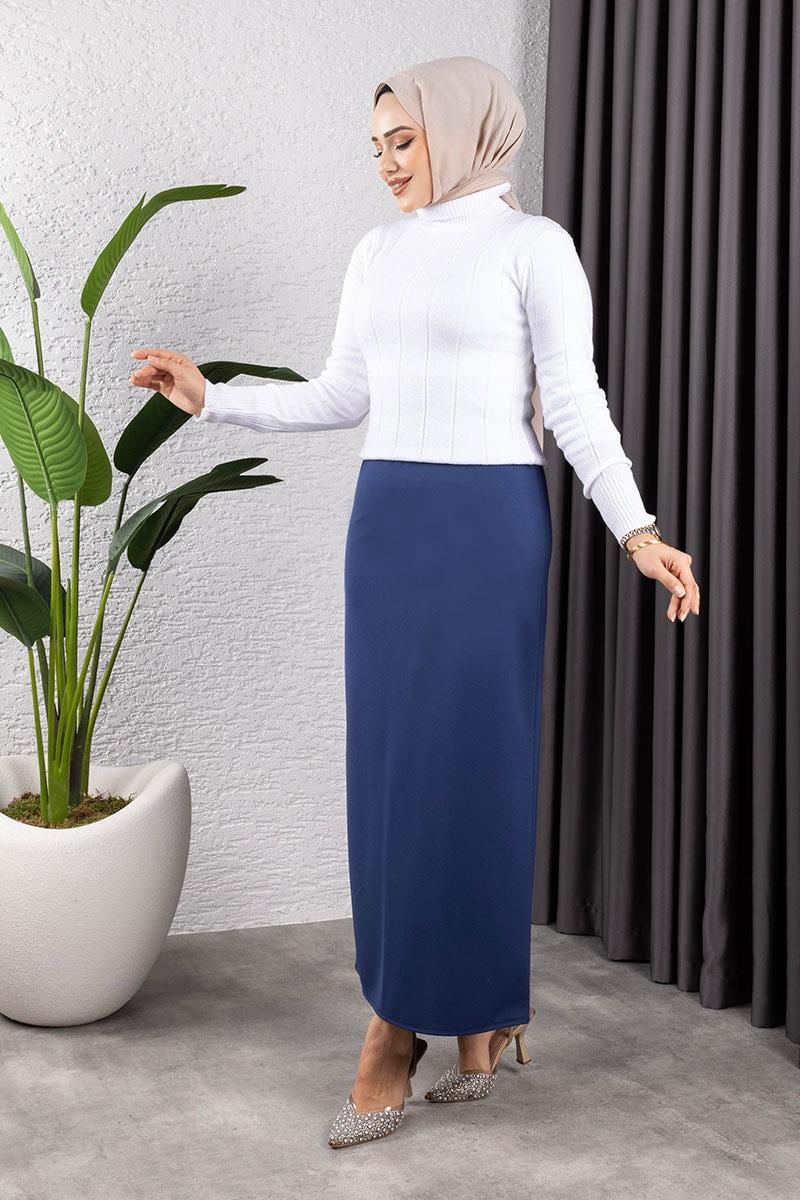 Beli Lastikli Kalem Etek Indigo