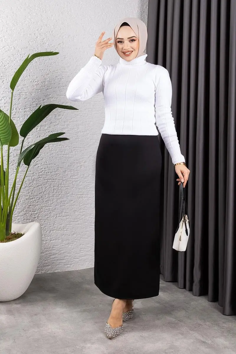 Beli Lastikli Kalem Etek Siyah-detail