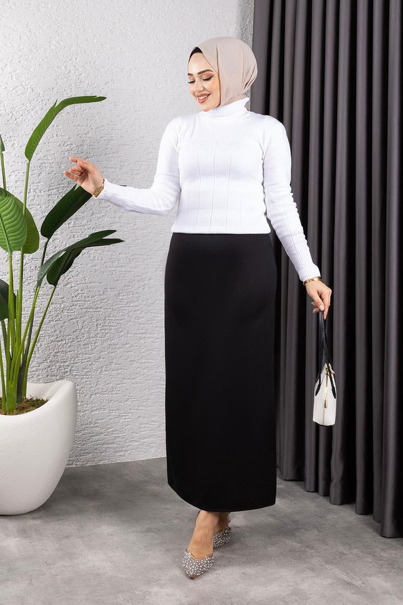 Beli Lastikli Kalem Etek Siyah