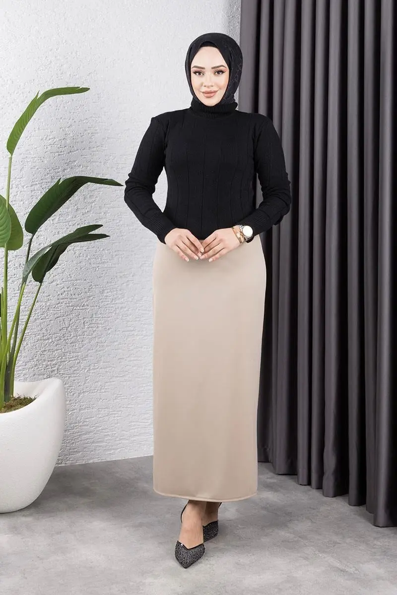 Beli Lastikli Kalem Etek Vizon-detail