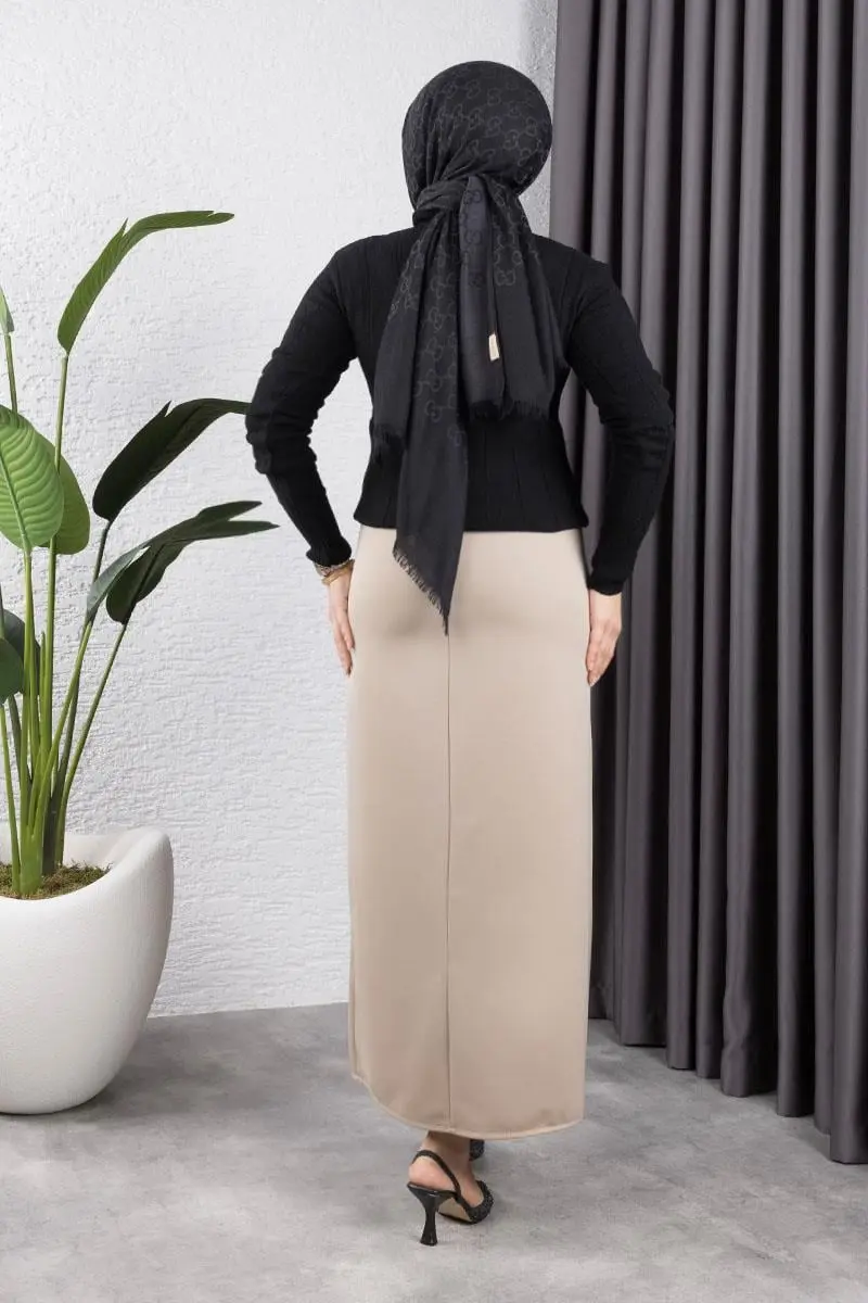 Beli Lastikli Kalem Etek Vizon-detail