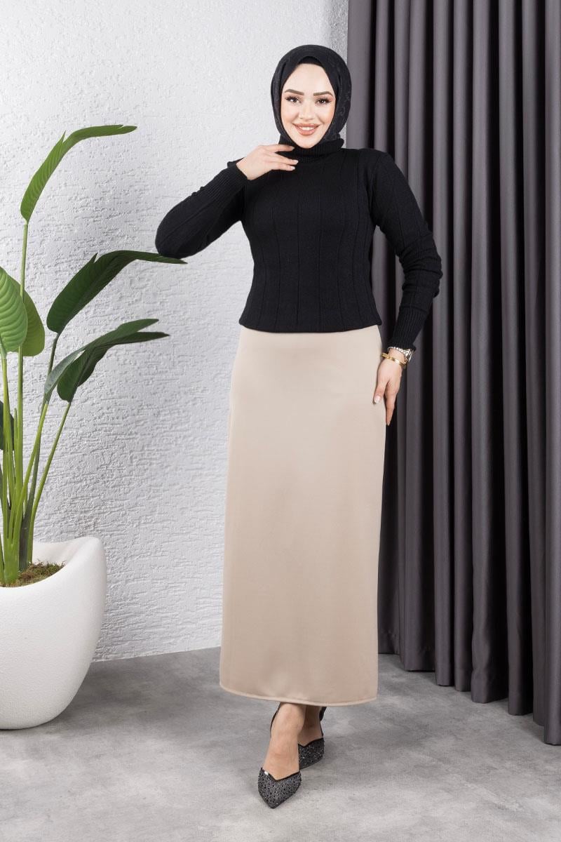 Beli Lastikli Kalem Etek Vizon