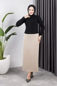 Beli Lastikli Kalem Etek Vizon