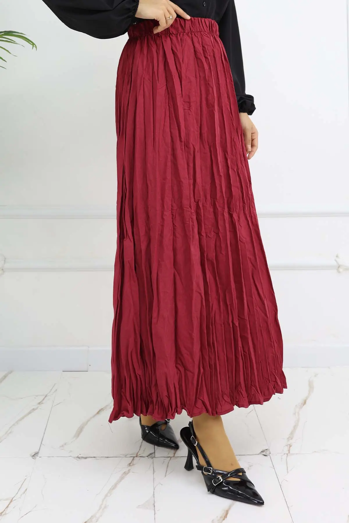 Elastic Waist Crinkle Skirt-detail