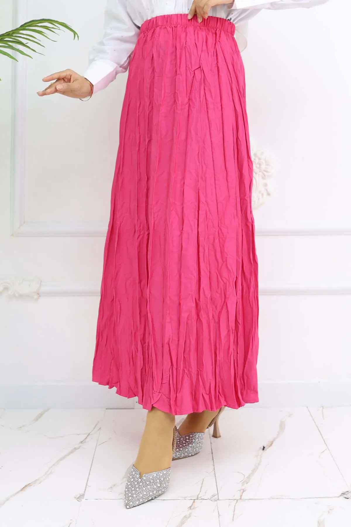 Elastic Waist Crinkle Skirt-detail