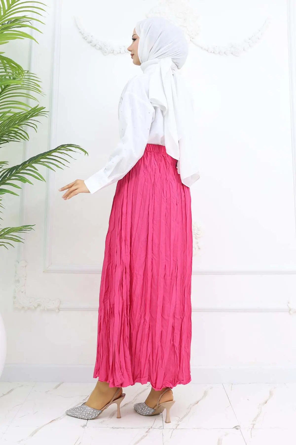 Elastic Waist Crinkle Skirt-detail