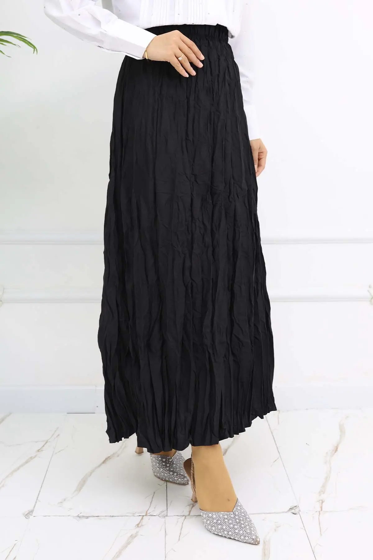 Elastic Waist Crinkle Skirt-detail