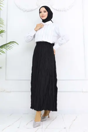 Elastic Waist Crinkle Skirt