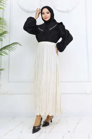 Elastic Waist Crinkle Skirt