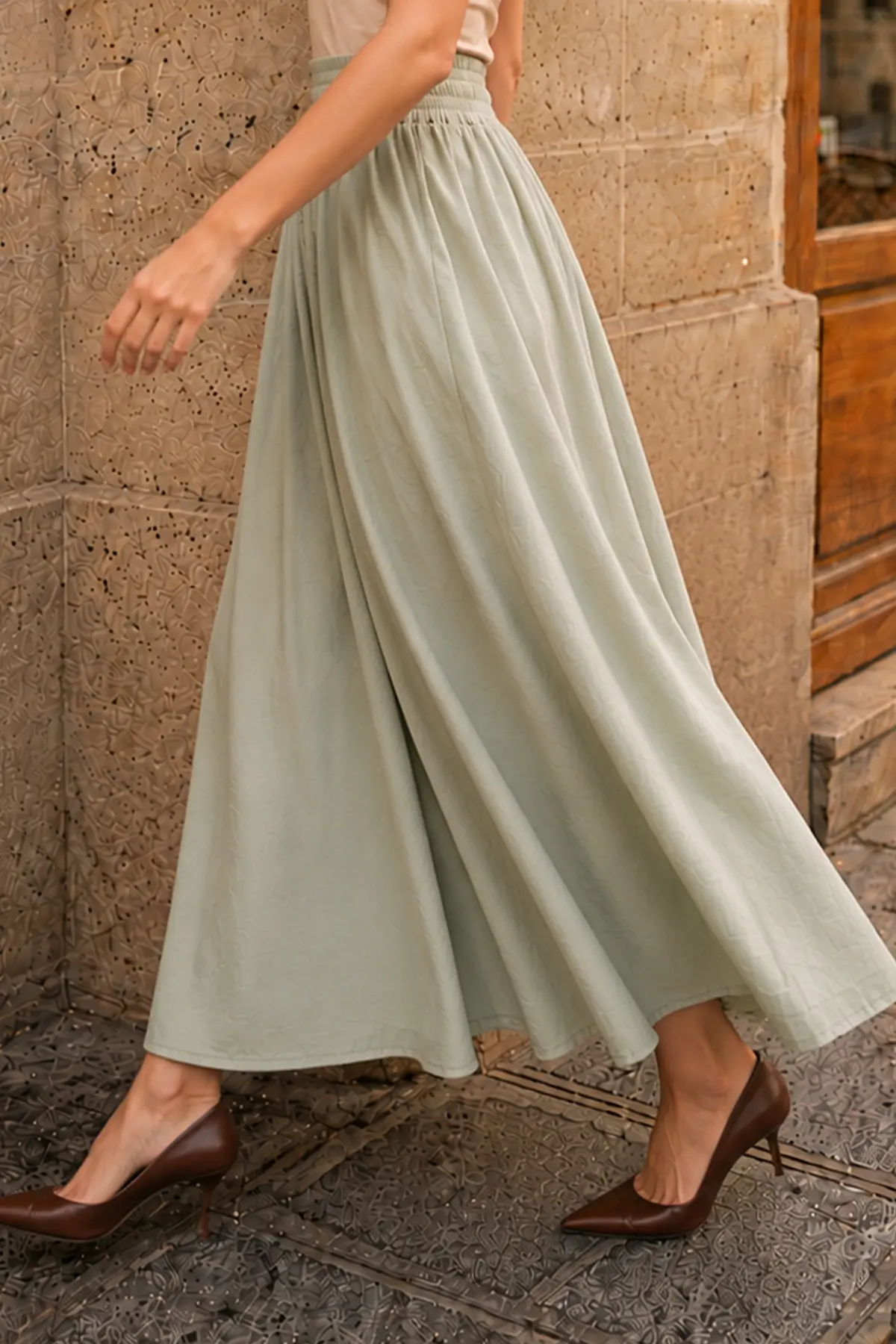 Beli Lastikli Poplin Etek-detail
