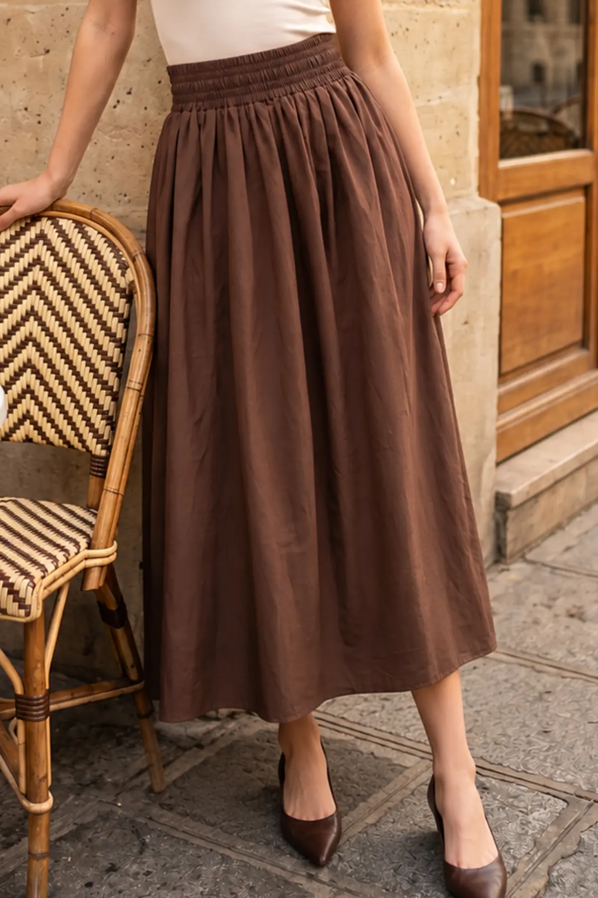 Beli Lastikli Poplin Etek-detail