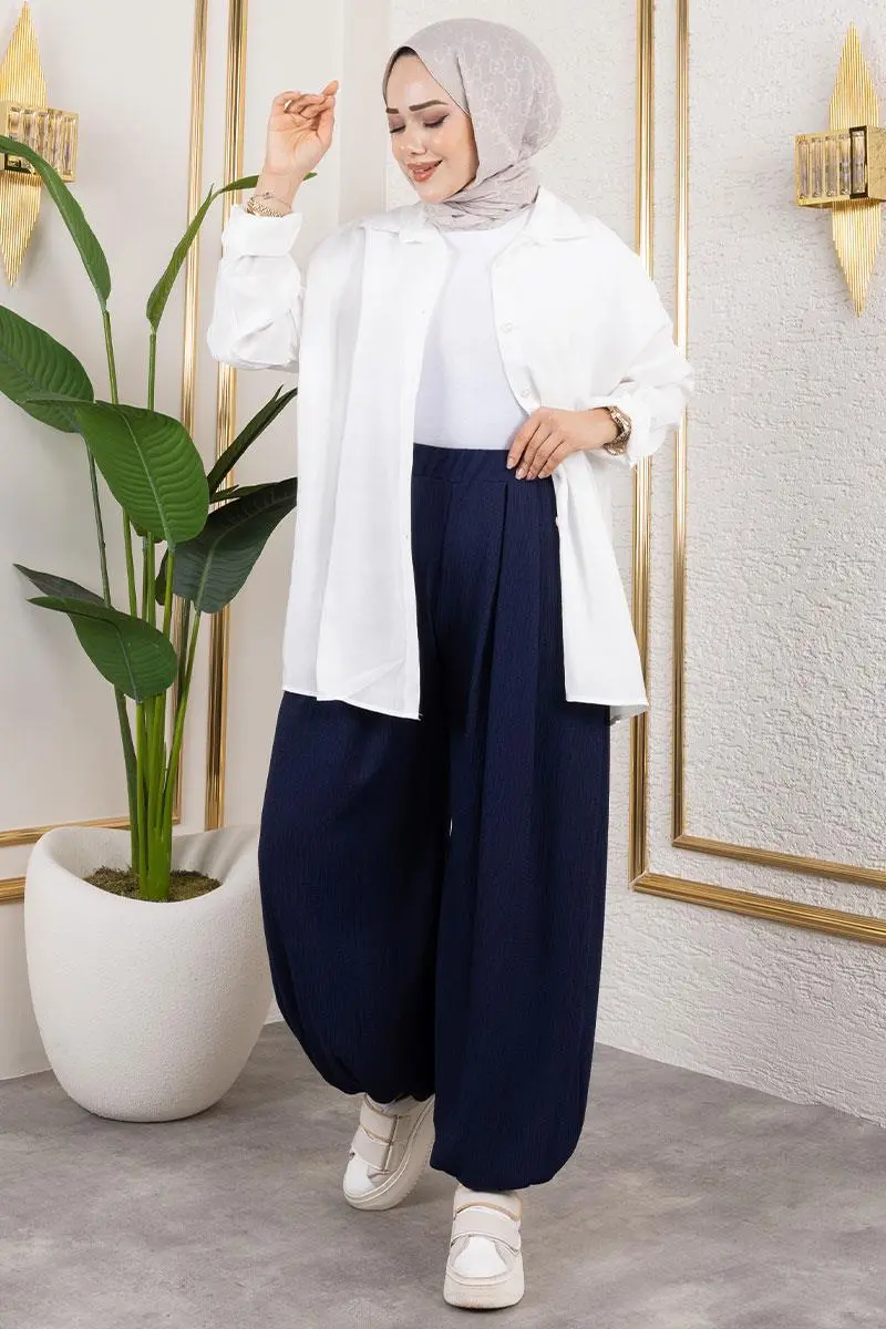 Beli Lastikli Şalvar Pantolon-detail