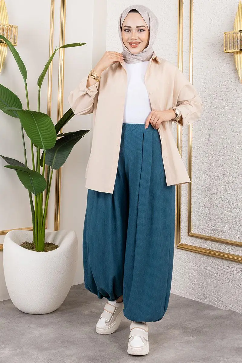 Beli Lastikli Şalvar Pantolon-detail