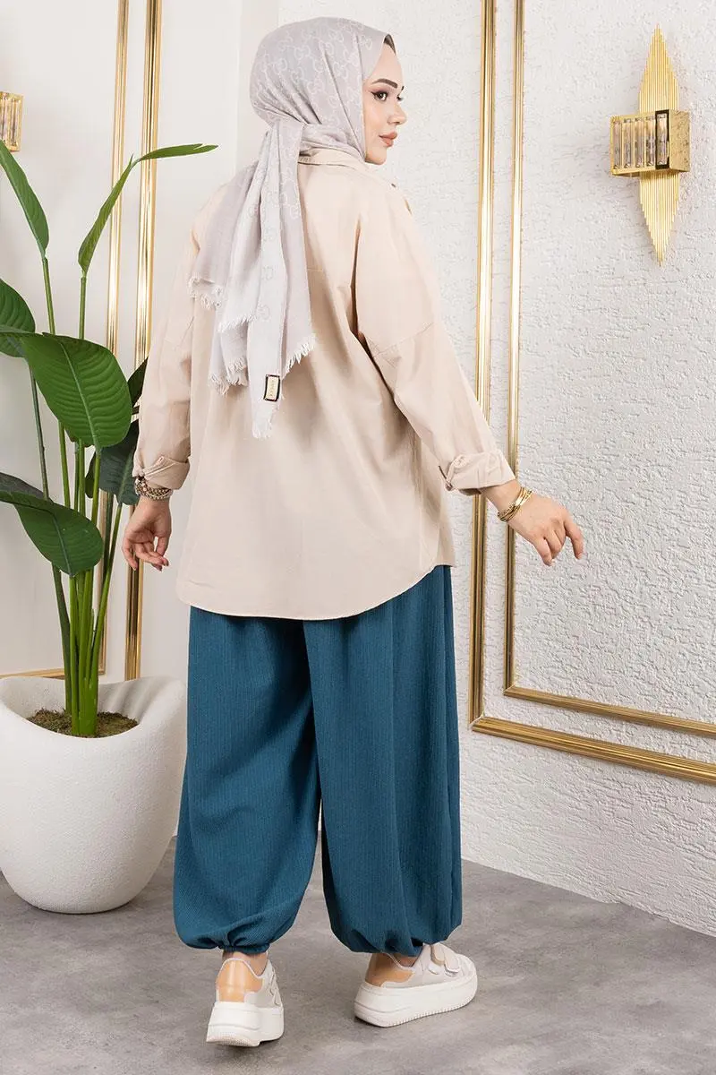 Beli Lastikli Şalvar Pantolon-detail