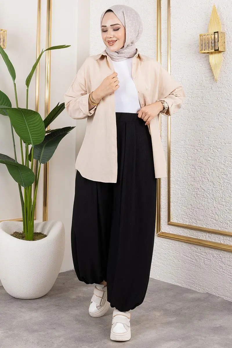 Beli Lastikli Şalvar Pantolon-detail