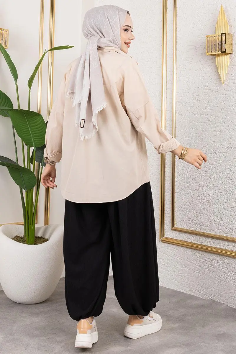 Beli Lastikli Şalvar Pantolon-detail