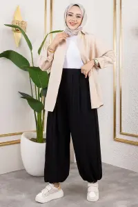 Beli Lastikli Şalvar Pantolon