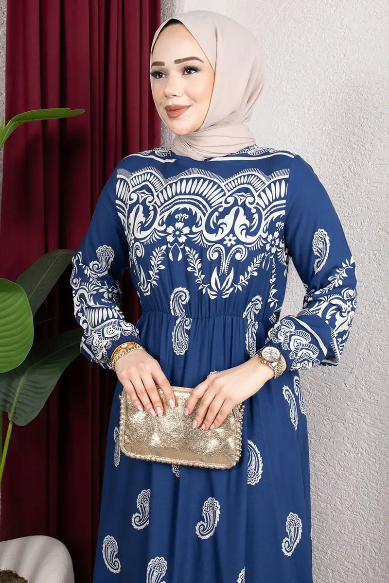 Beli Lastikli Viskon Elbise-detail