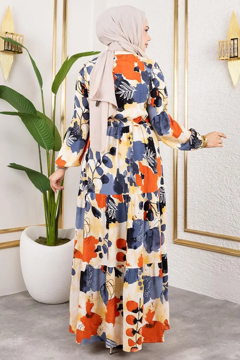 Beli Tünelli Tesettür Elbise-detail