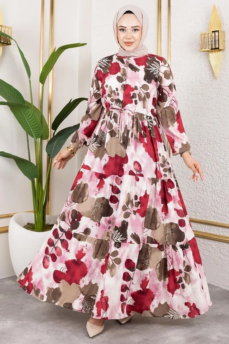 Beli Tünelli Tesettür Elbise-detail