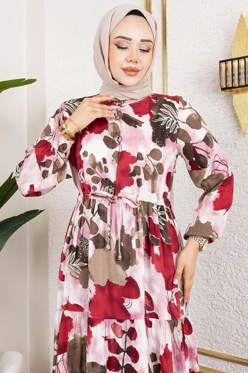 Beli Tünelli Tesettür Elbise-detail