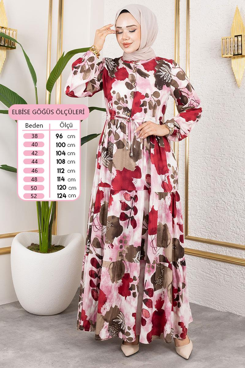 Beli Tünelli Tesettür Elbise