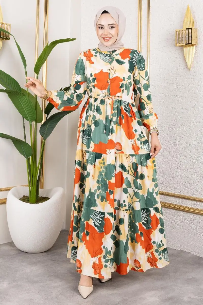 Beli Tünelli Tesettür Elbise-detail