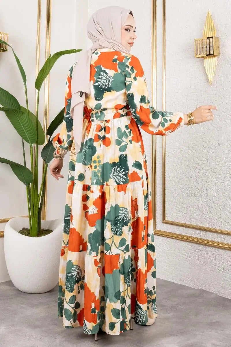 Beli Tünelli Tesettür Elbise-detail