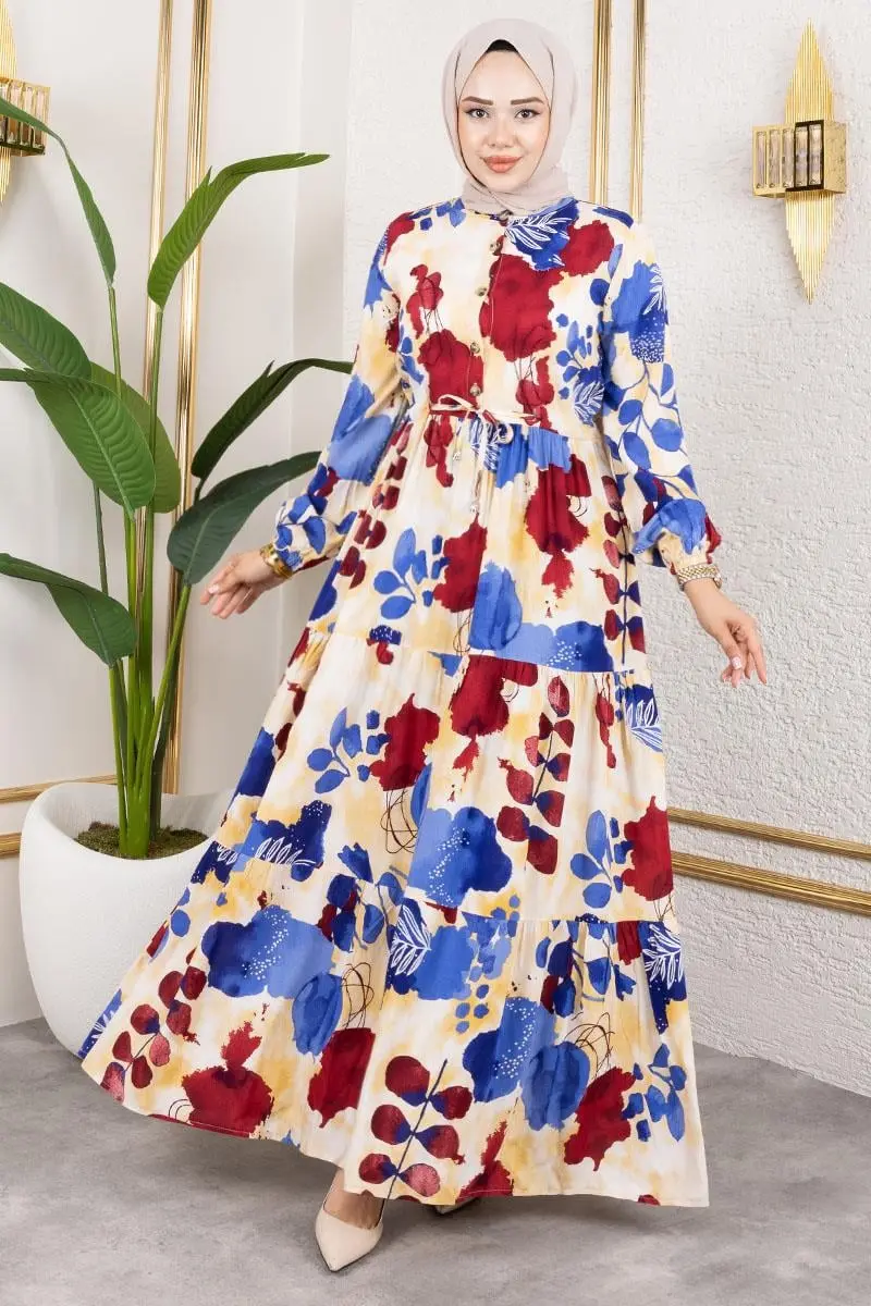 Beli Tünelli Tesettür Elbise-detail