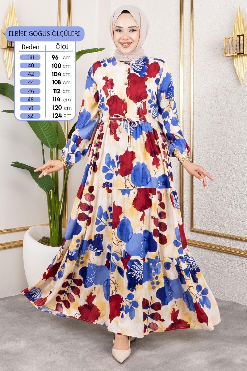 Beli Tünelli Tesettür Elbise