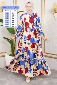 Beli Tünelli Tesettür Elbise