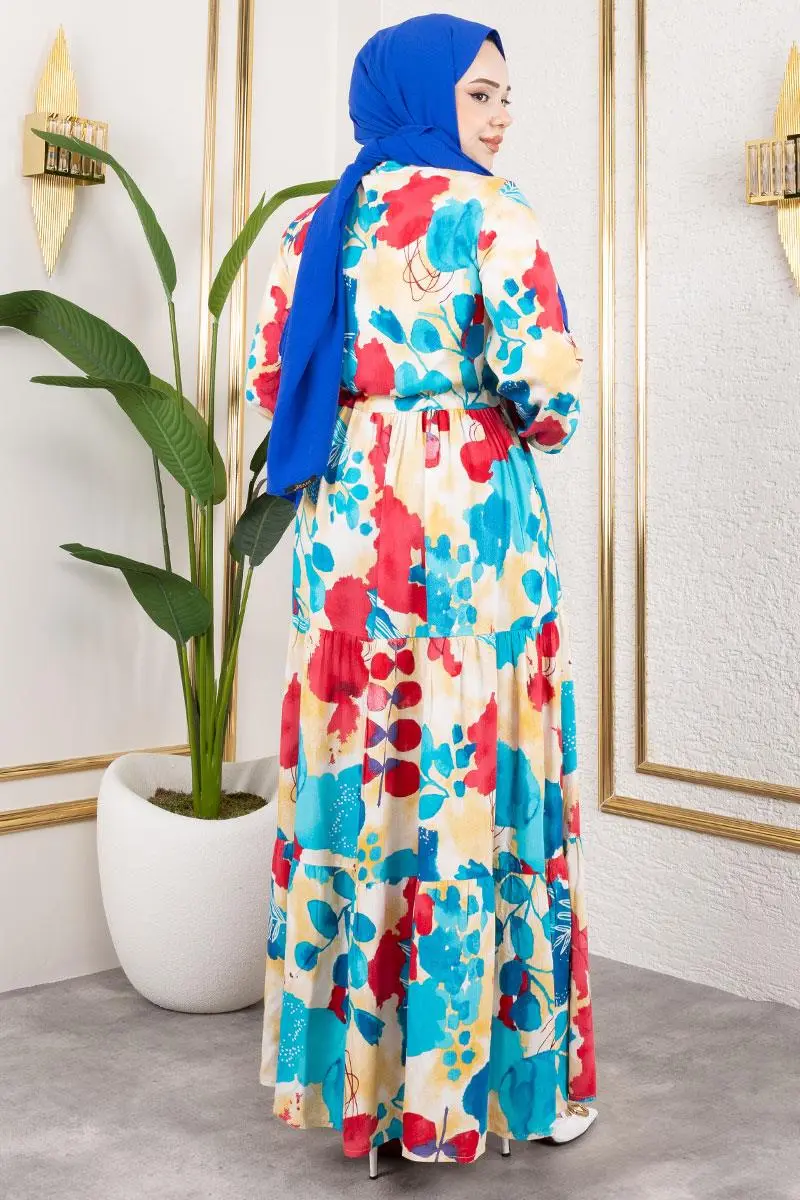 Beli Tünelli Tesettür Elbise-detail