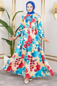 Beli Tünelli Tesettür Elbise