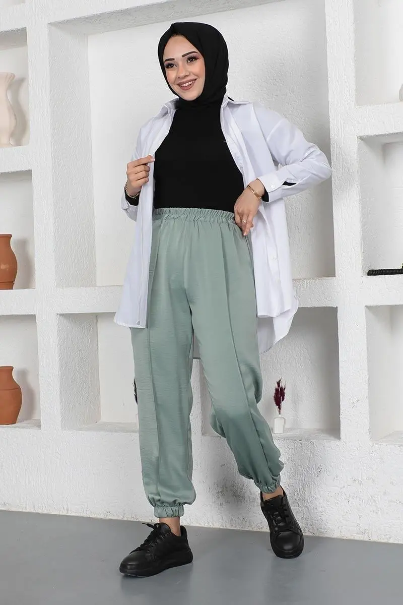 Beli Ve Paçası Lastikli Pantolon-detail