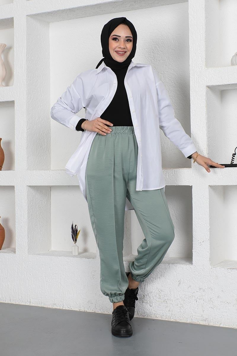 Elastic Waist And Leg Pants