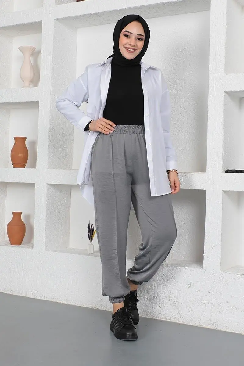 Beli Ve Paçası Lastikli Pantolon-detail