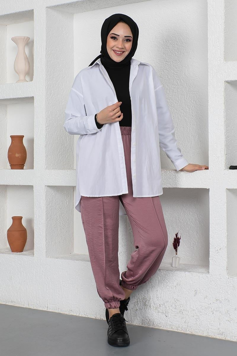 Elastic Waist And Leg Pants