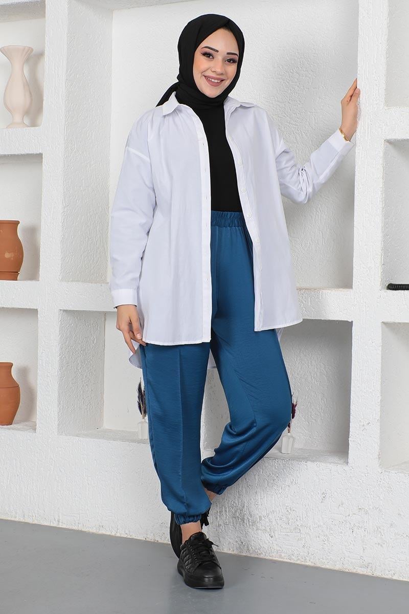 Beli Ve Paçası Lastikli Pantolon