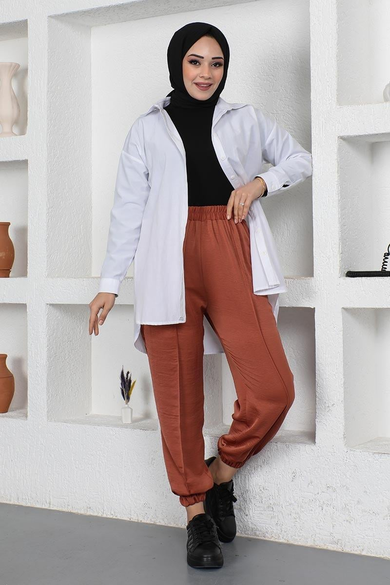 Elastic Waist And Leg Pants