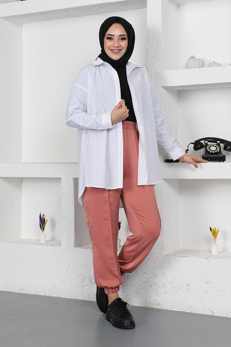 Elastic Waist And Leg Pants