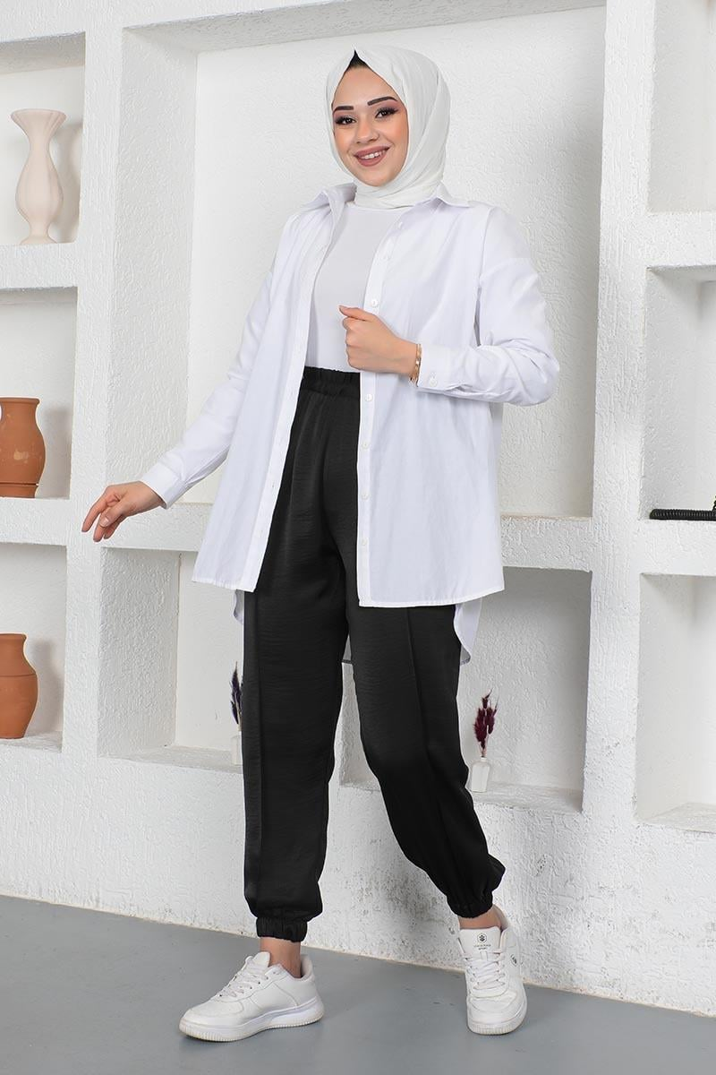 Elastic Waist And Leg Pants